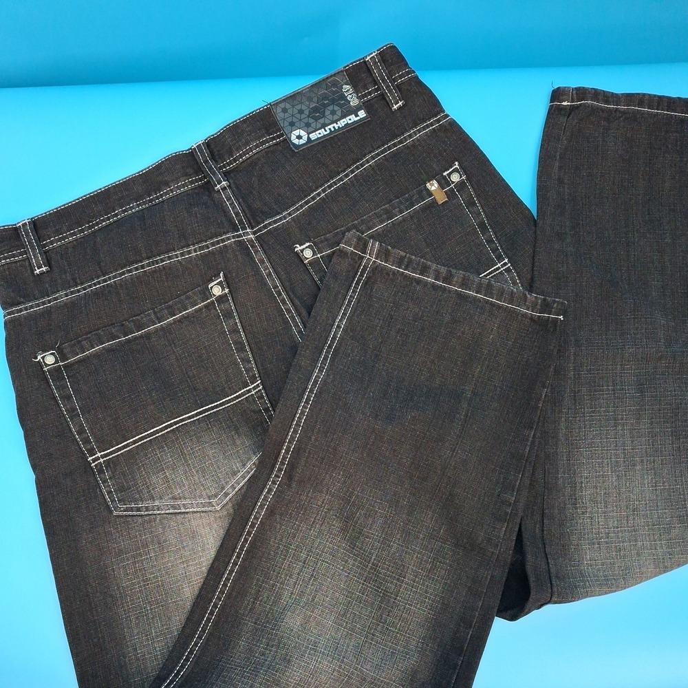 Vintage Y2K Southpole 4180 Black Wash Baggy Wide Leg Denim Jeans Men' Sz 38x33